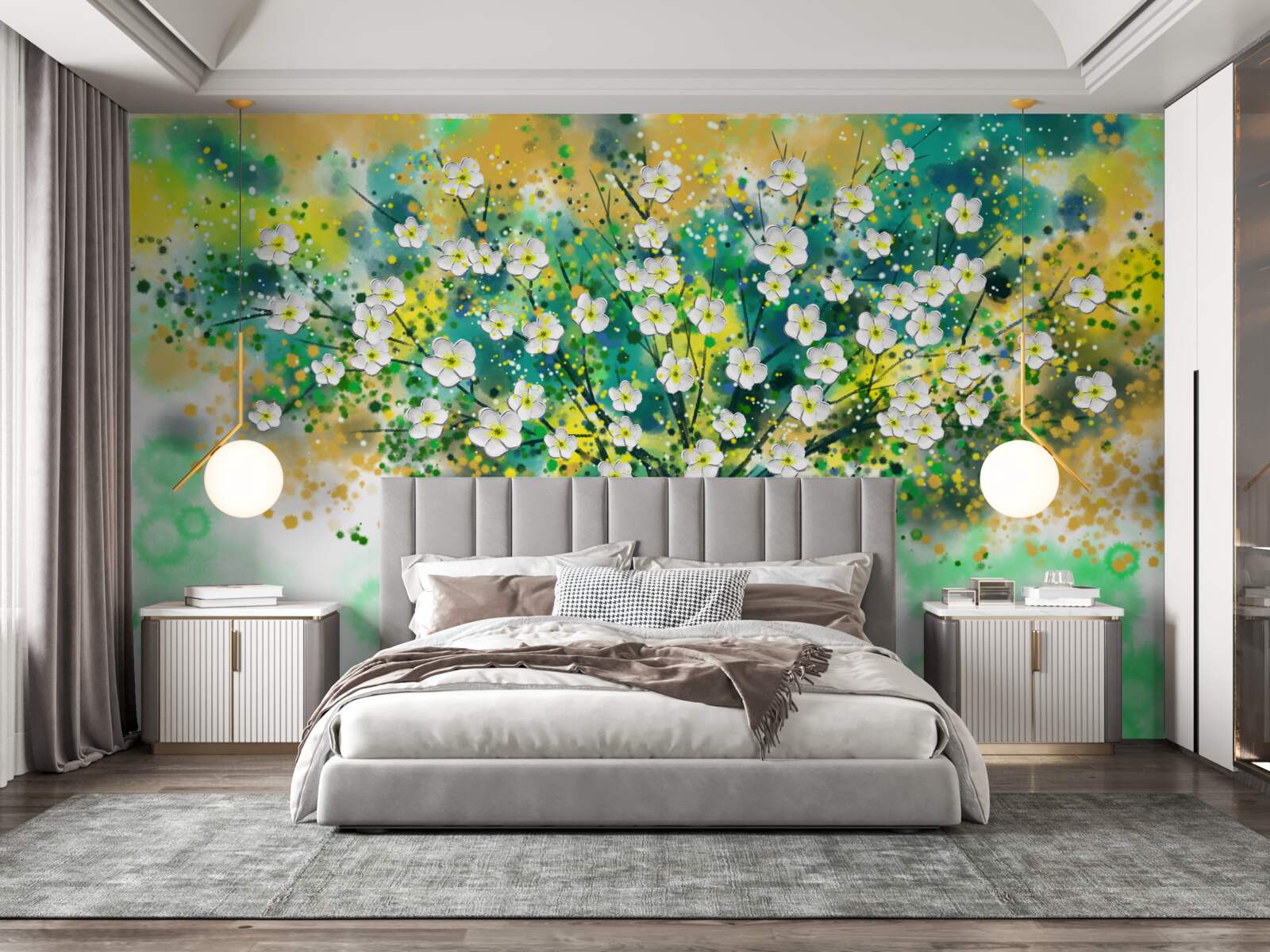 Fototapeta kwiaty w różnych odcieniach na kwitnącym drzewie