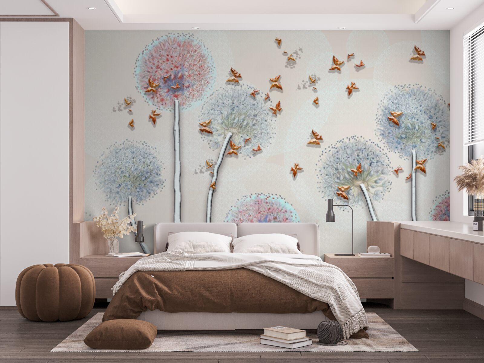 Fototapeta pole mleczy spowija lot motyli