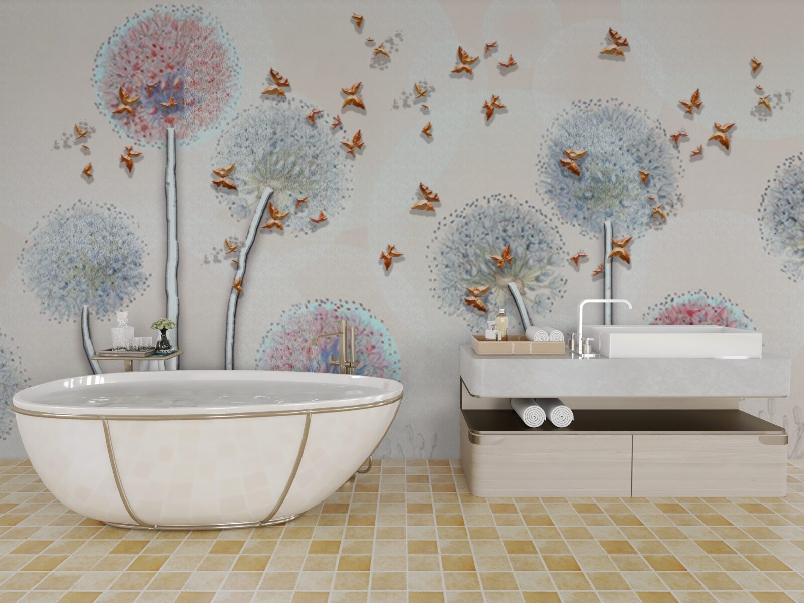 Fototapeta pole mleczy spowija lot motyli