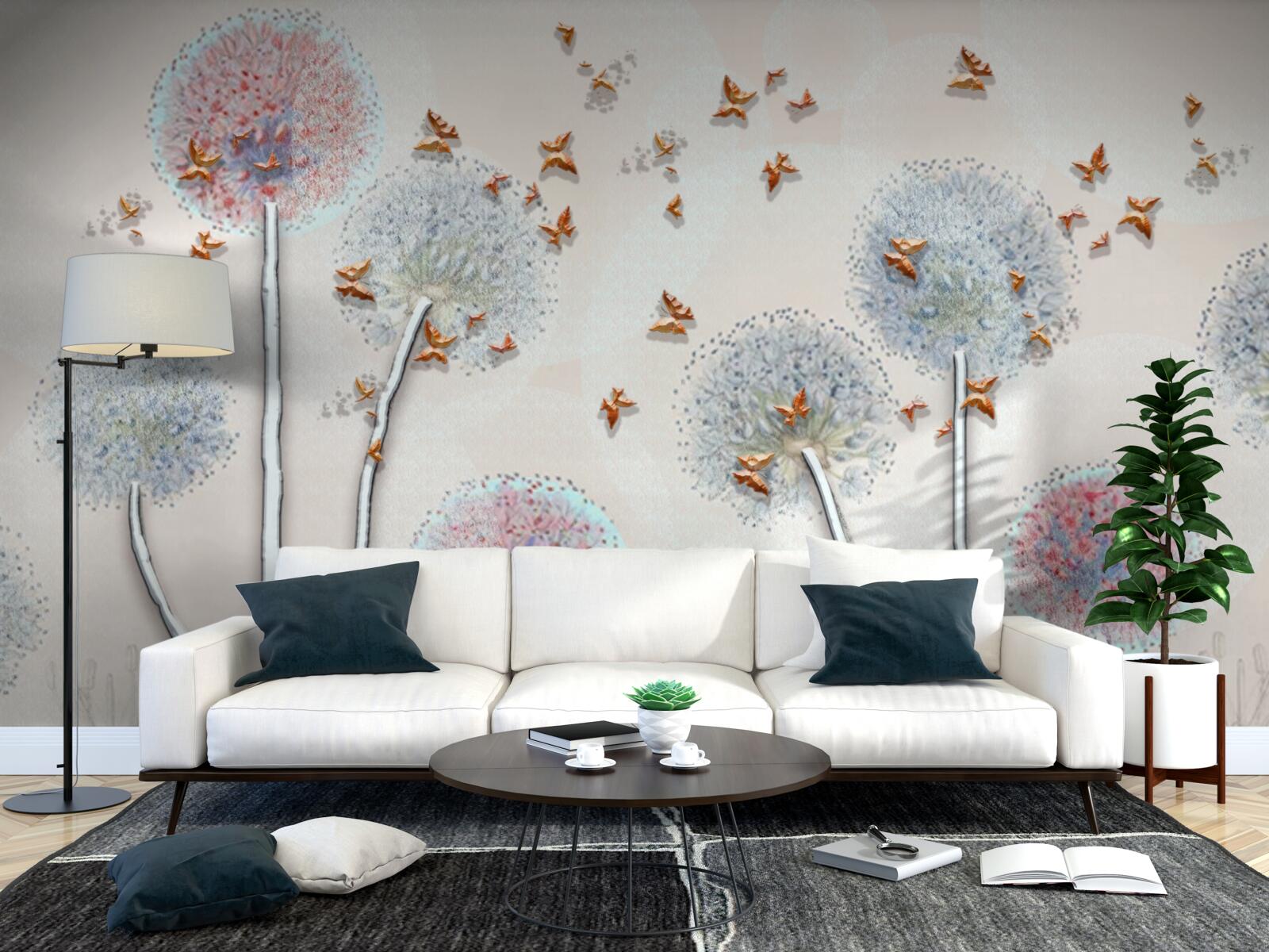 Fototapeta pole mleczy spowija lot motyli