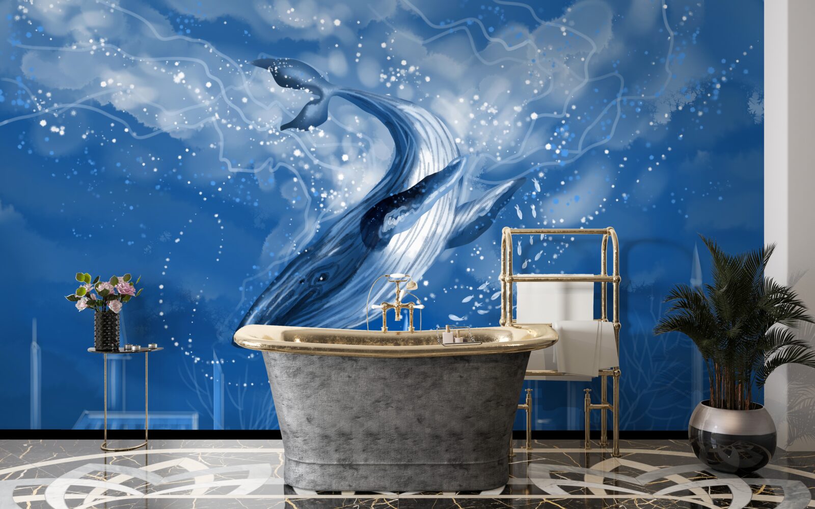 Fototapeta otchłań oceanu i płetwal błękitny