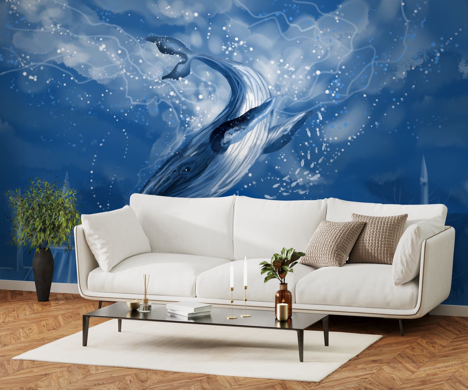 Fototapeta otchłań oceanu i płetwal błękitny