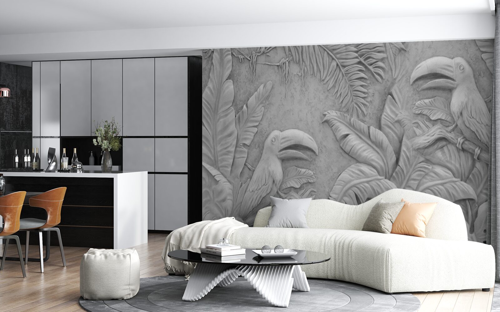 Fototapeta płaskorzeźba tropikalne ptaki w lesie