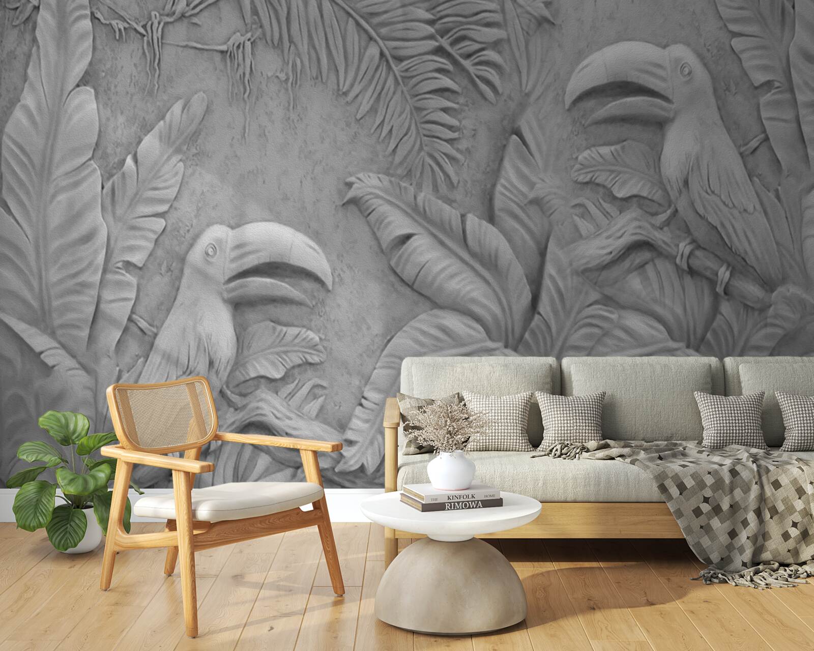 Fototapeta płaskorzeźba tropikalne ptaki w lesie