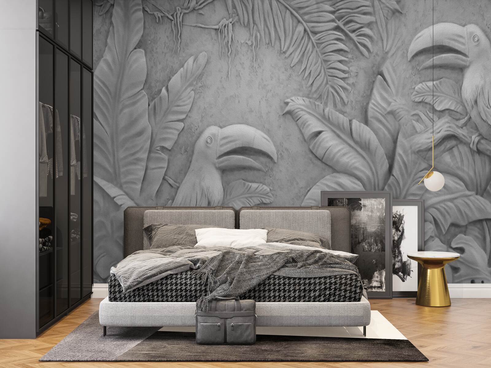 Fototapeta płaskorzeźba tropikalne ptaki w lesie