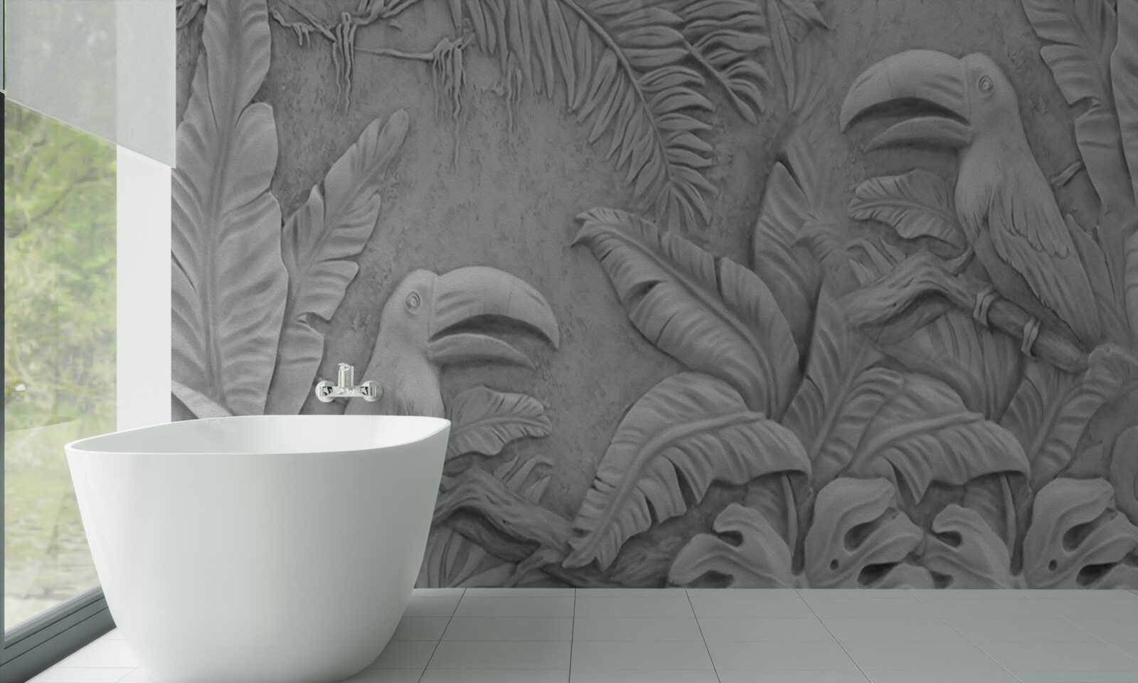 Fototapeta płaskorzeźba tropikalne ptaki w lesie