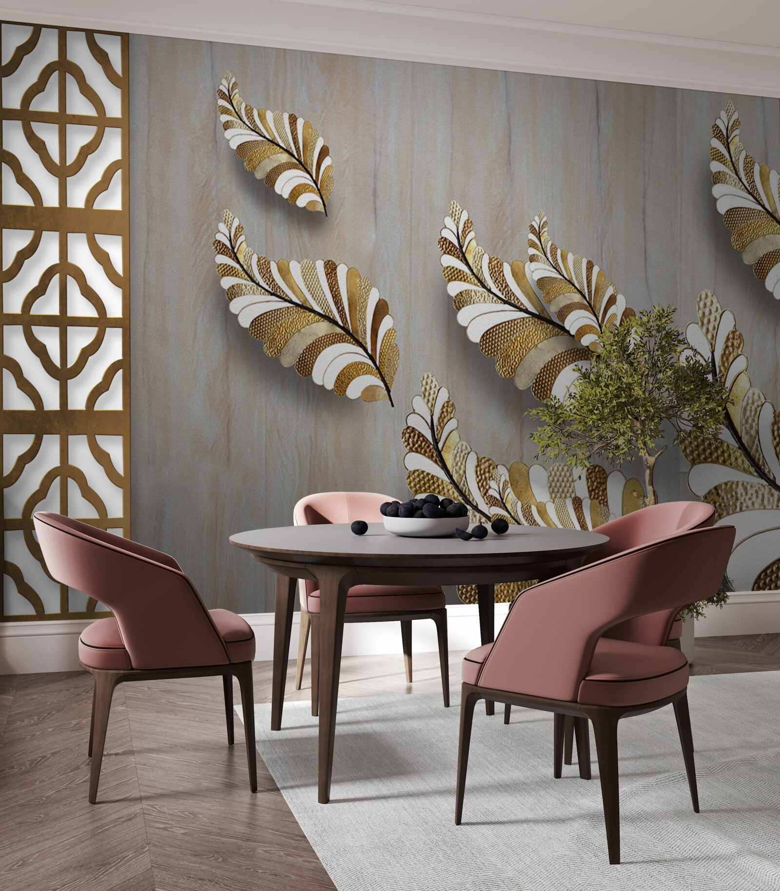 Fototapeta liście ozdobione wzorem w panterkę przyciągają swoim pięknem