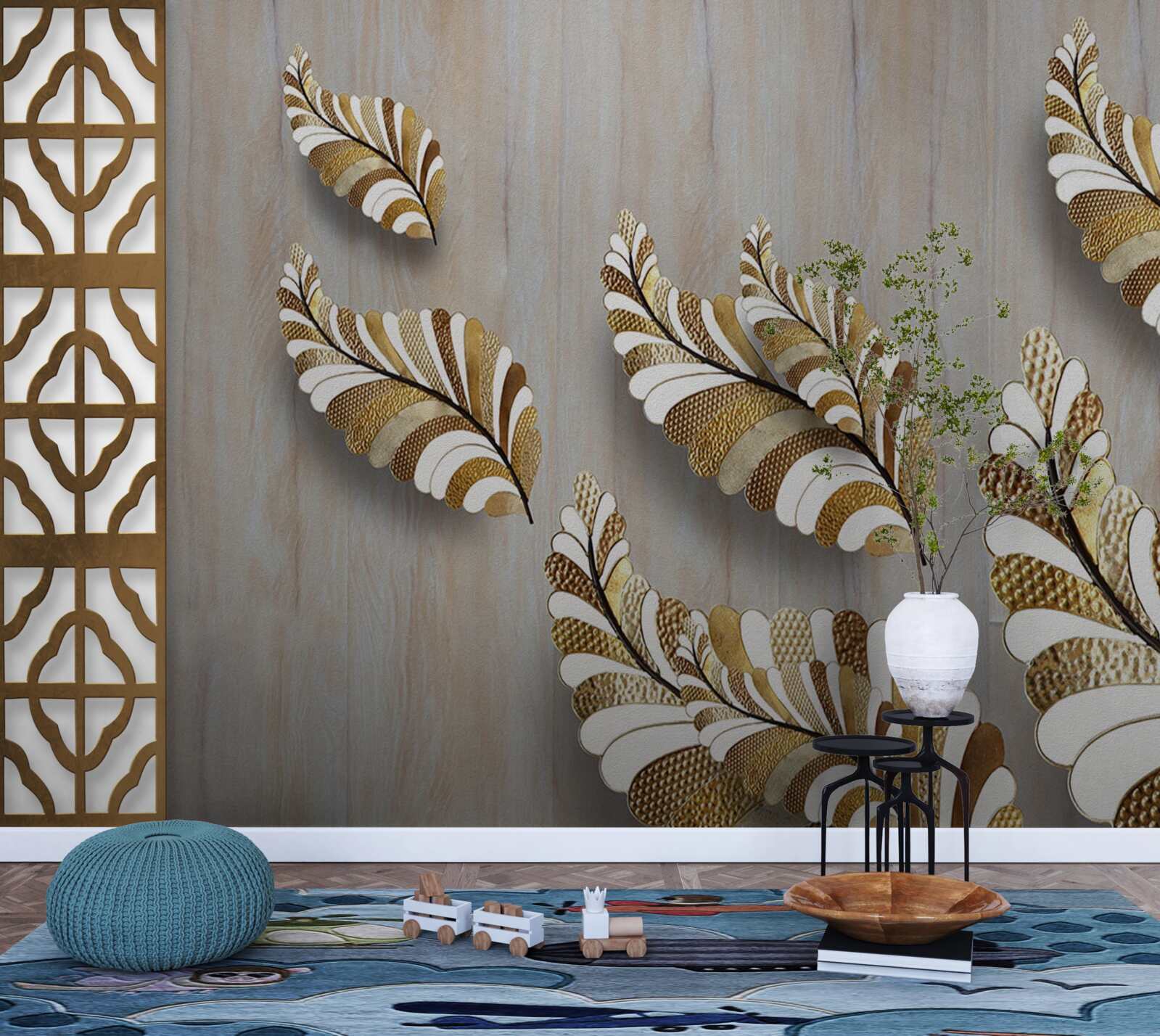 Fototapeta liście ozdobione wzorem w panterkę przyciągają swoim pięknem