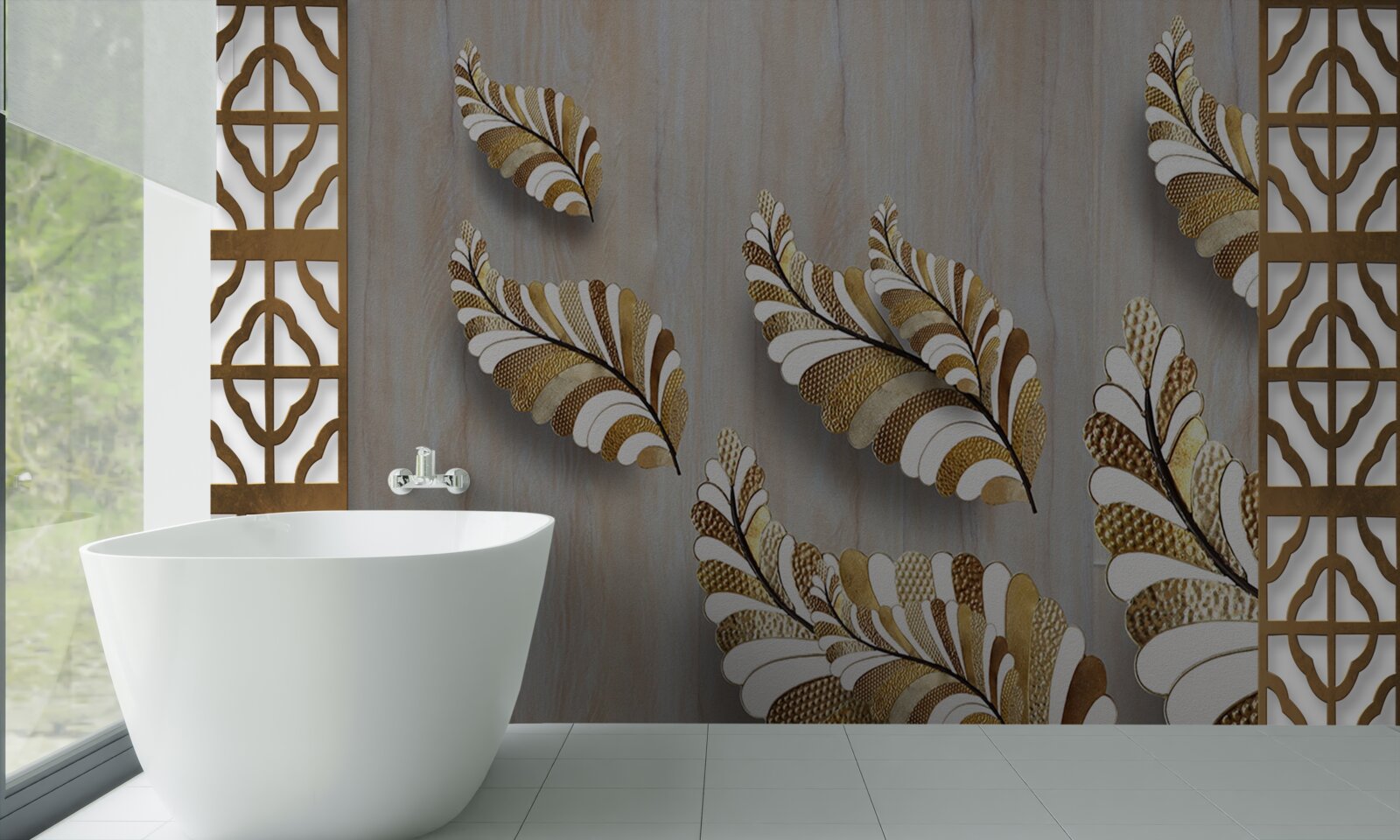 Fototapeta liście ozdobione wzorem w panterkę przyciągają swoim pięknem