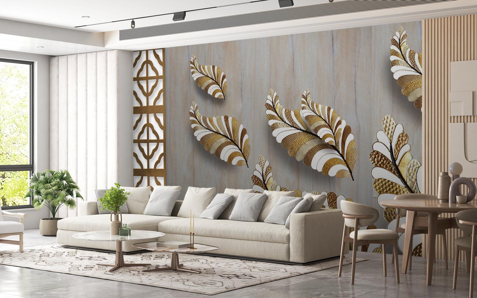 Fototapeta liście ozdobione wzorem w panterkę przyciągają swoim pięknem