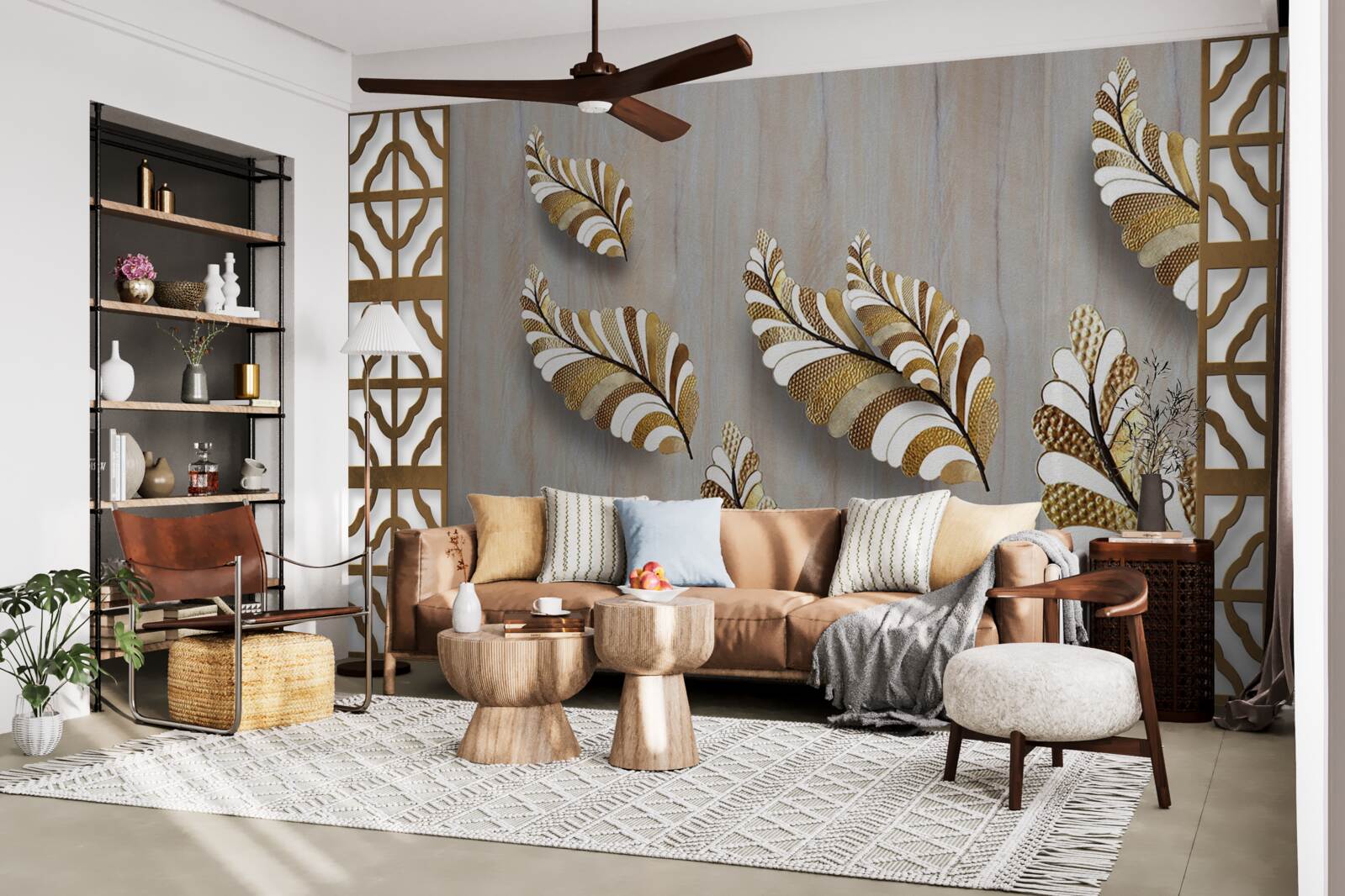 Fototapeta liście ozdobione wzorem w panterkę przyciągają swoim pięknem