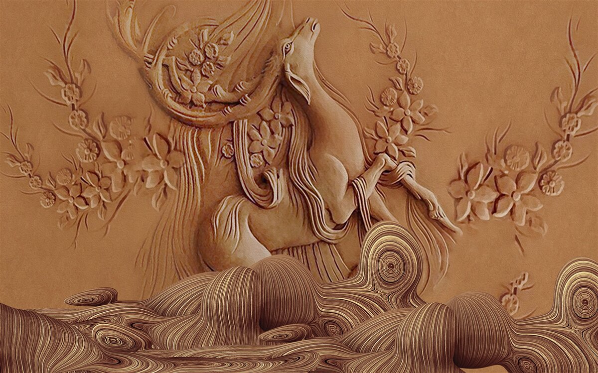 Fototapeta piękna płaskorzeźba przedstawiająca kozę żyjącą w górach