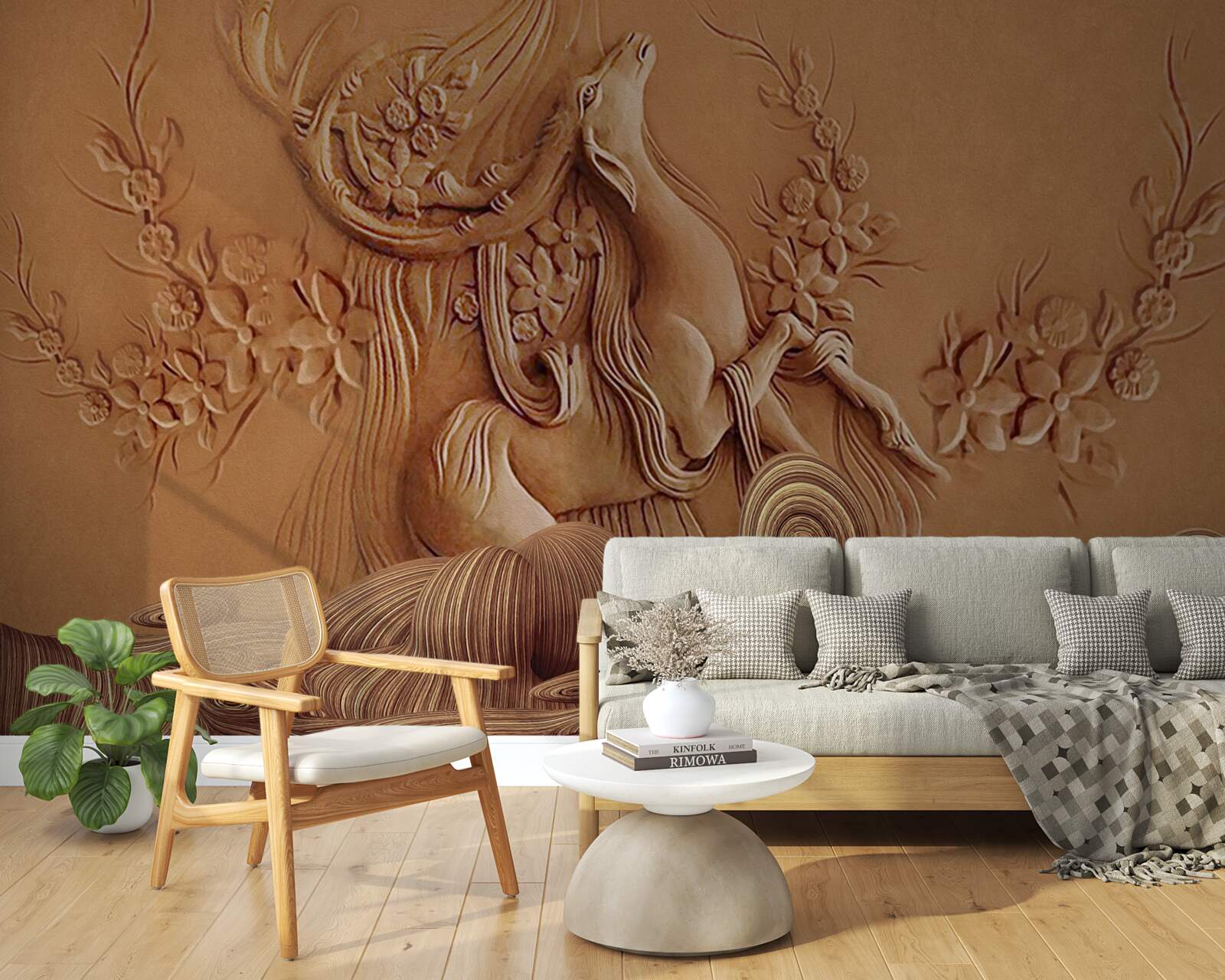 Fototapeta piękna płaskorzeźba przedstawiająca kozę żyjącą w górach