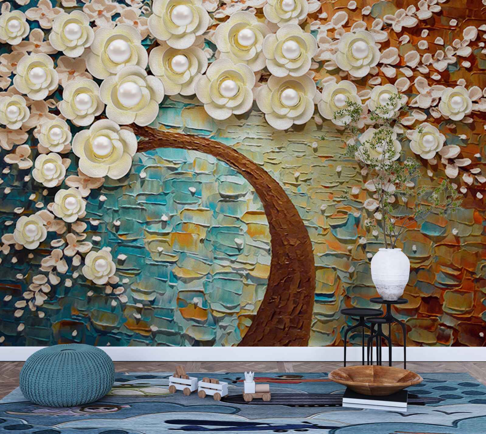 Fototapeta drzewo z perłowobiałymi kwiatami