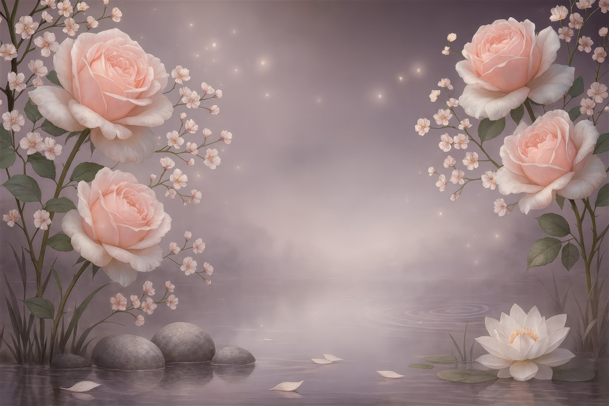 Fototapeta Kwiaty róży na powierzchni wody.