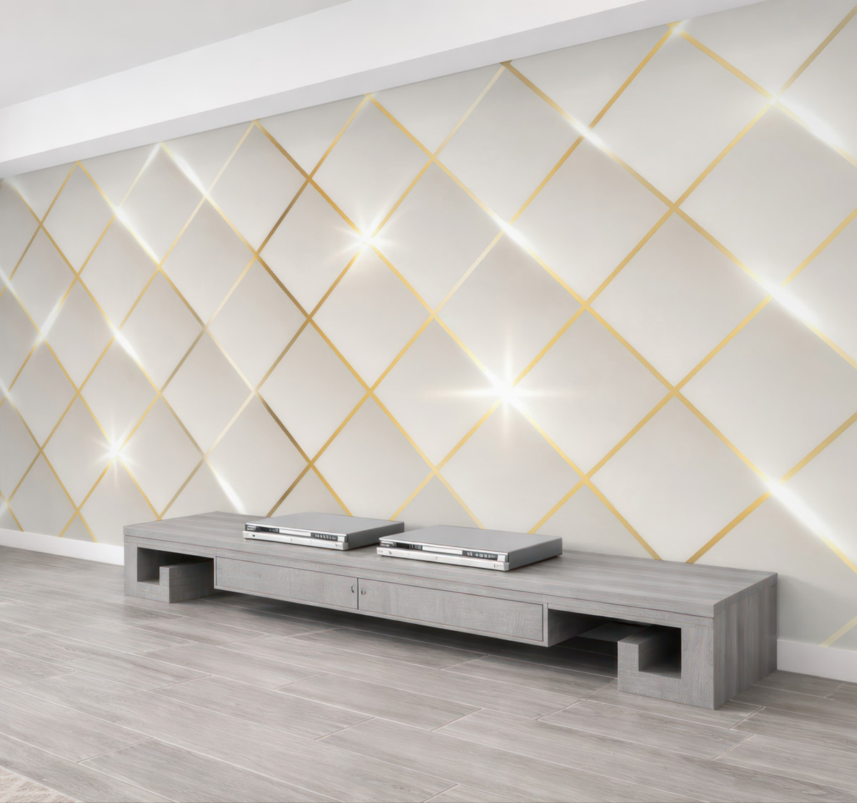 Fototapeta Złota siatka na jasnym tle.