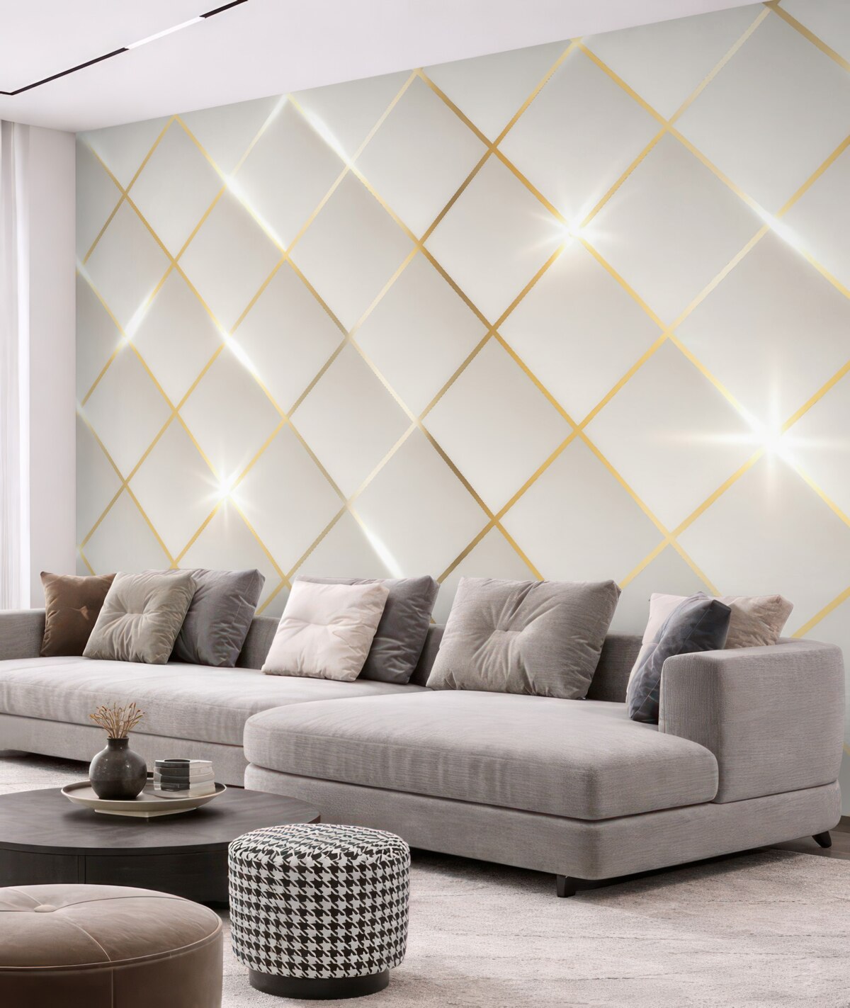 Fototapeta Złota siatka na jasnym tle.