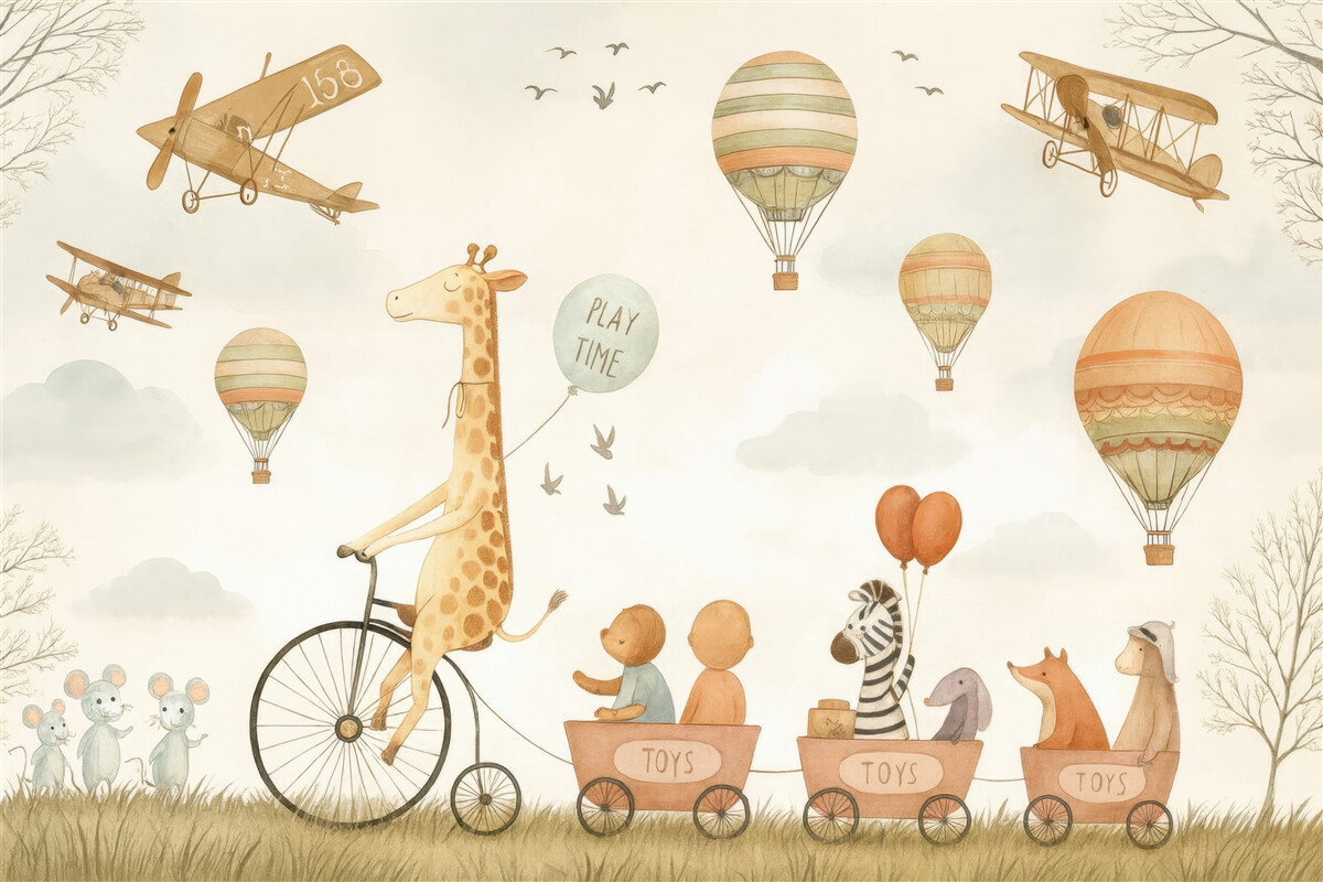 Fototapeta Pokaz technologii lotniczej w formie przypominającej akwarele.