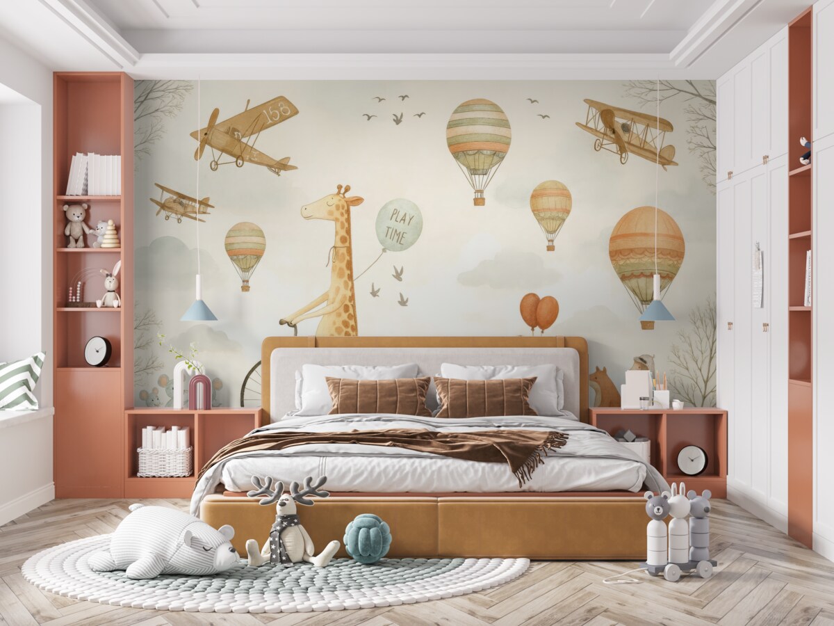 Fototapeta Pokaz technologii lotniczej w formie przypominającej akwarele.