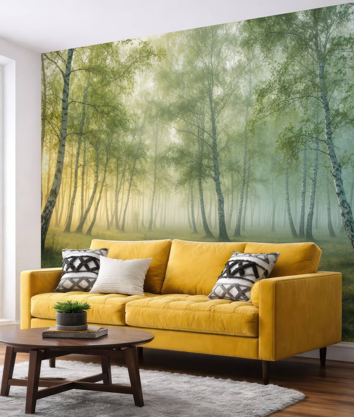 Fototapeta Mgła Brzozowy Lasł.