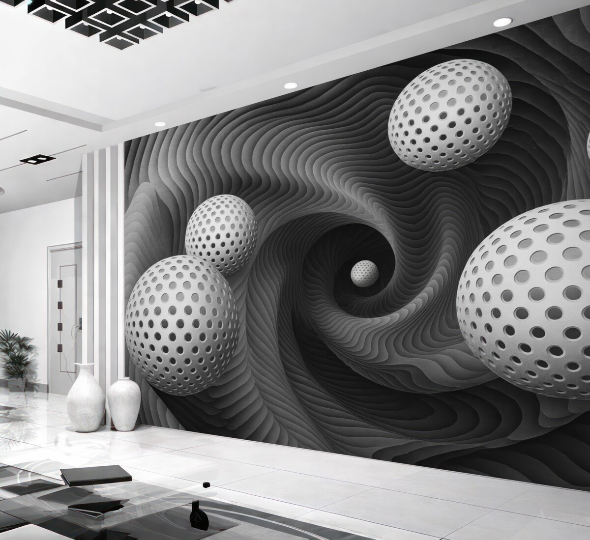 Fototapeta Abstrakcyjne motywy z unoszącymi się kulami.