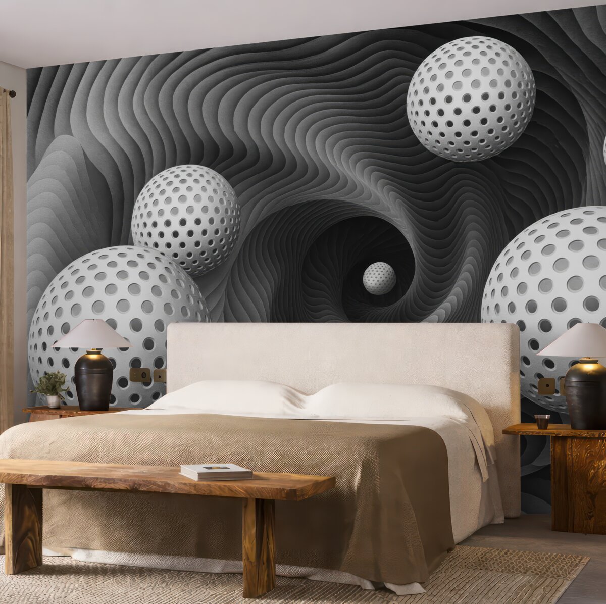 Fototapeta Abstrakcyjne motywy z unoszącymi się kulami.