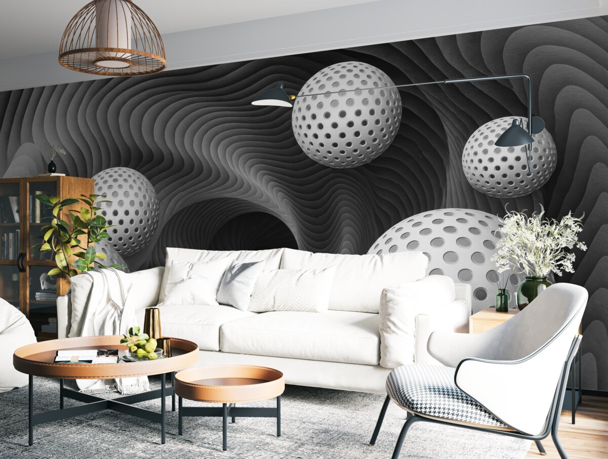 Fototapeta Abstrakcyjne motywy z unoszącymi się kulami.