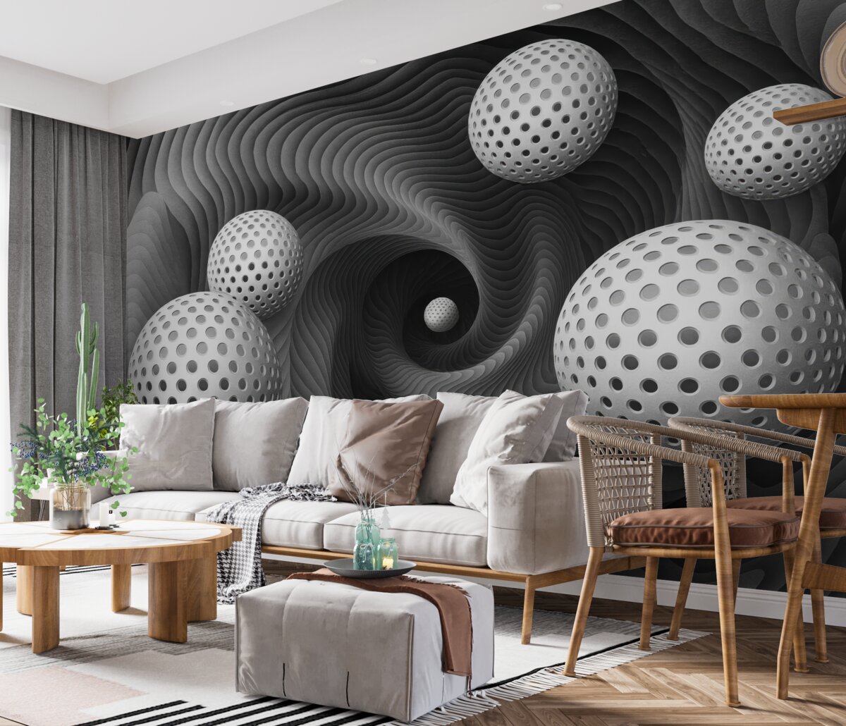 Fototapeta Abstrakcyjne motywy z unoszącymi się kulami.