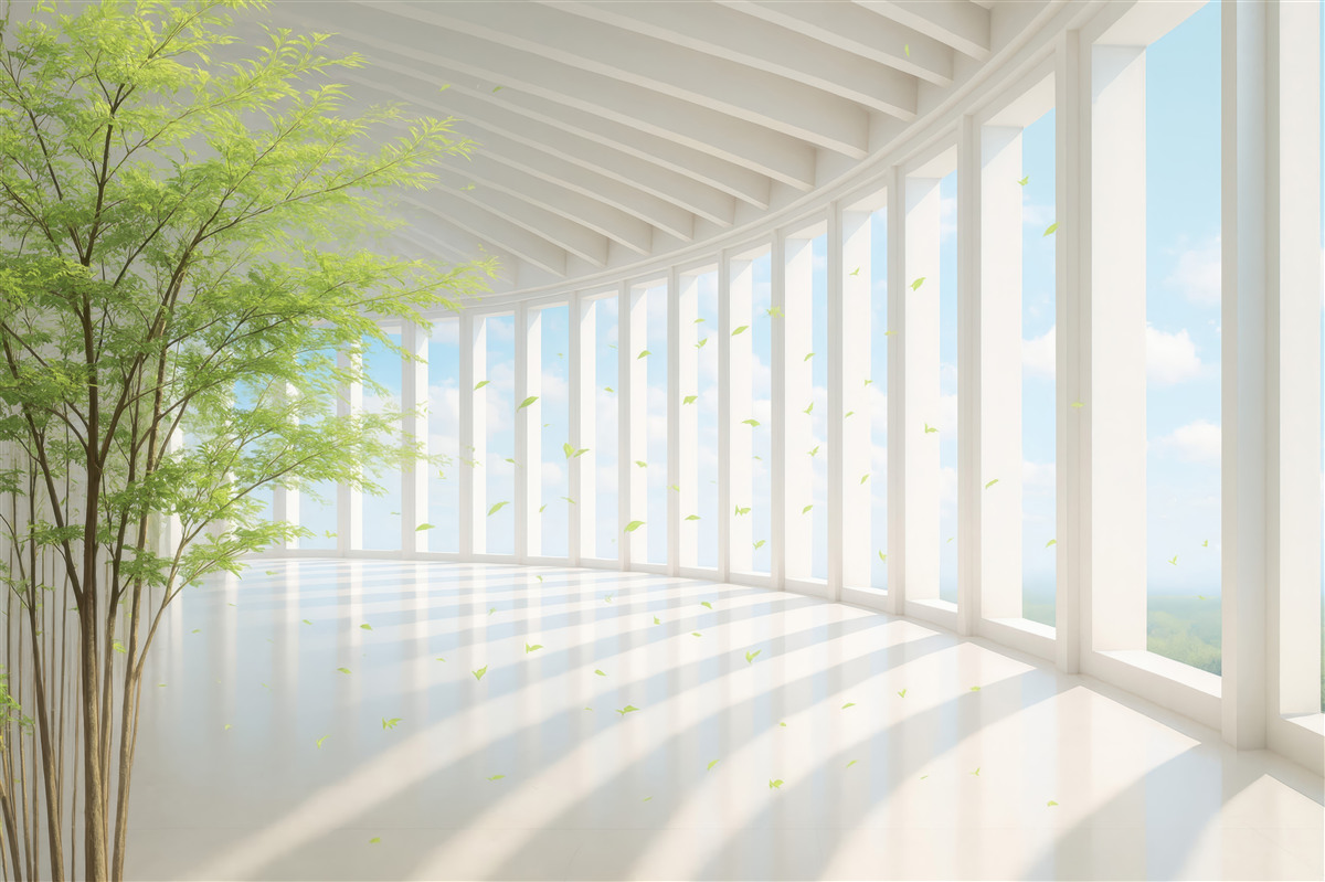 Fototapeta Tunel z panoramicznym widokiem na chmury.