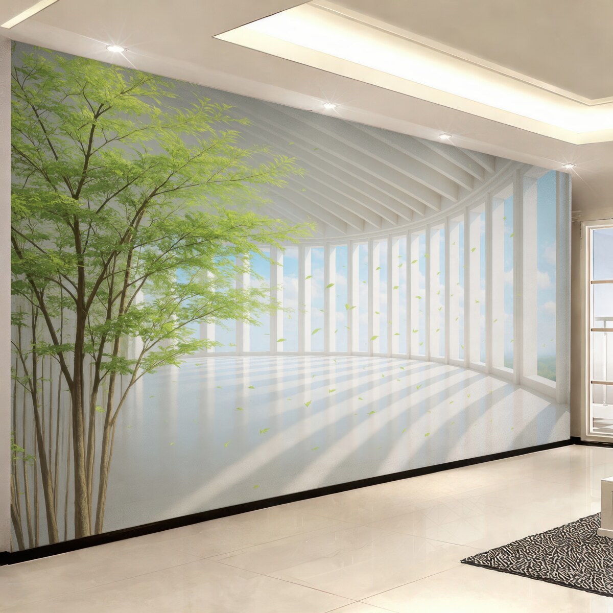 Fototapeta Tunel z panoramicznym widokiem na chmury.