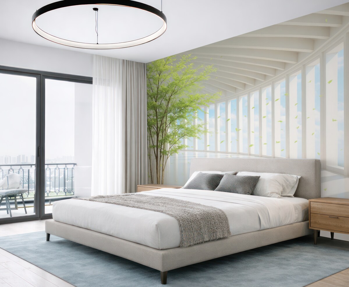 Fototapeta Tunel z panoramicznym widokiem na chmury.