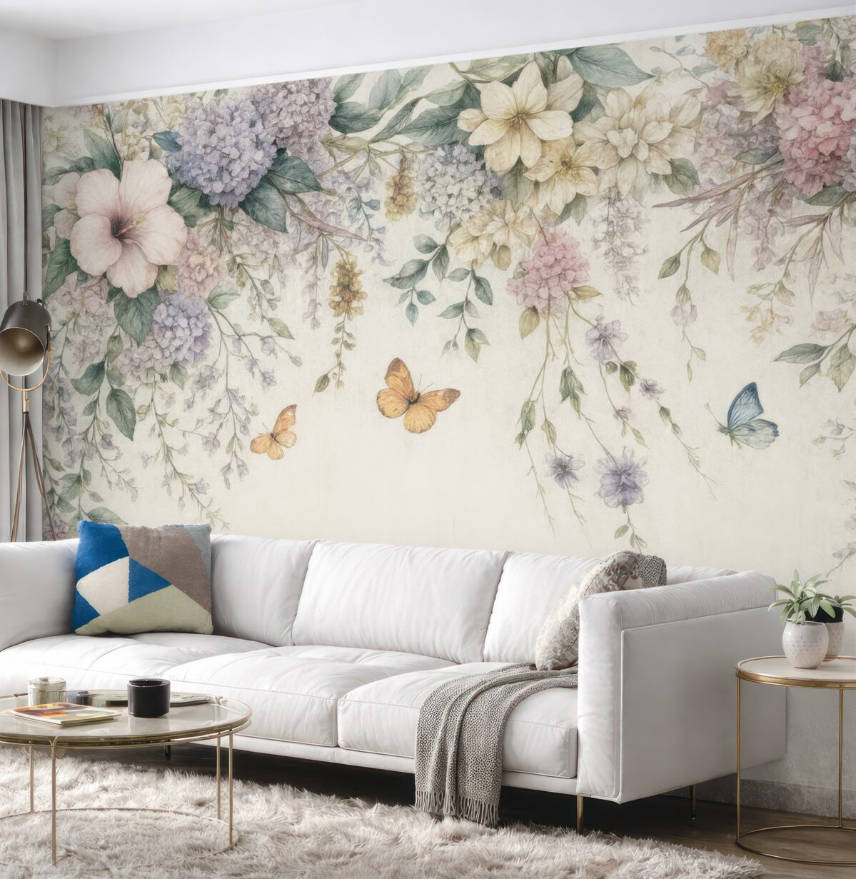 Fototapeta Kwiaty egzotyczne oraz motyle.