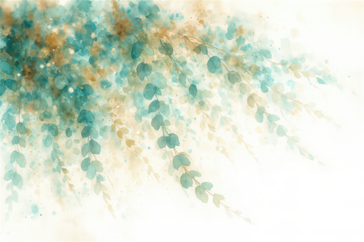 Fototapeta Liście malowane akwarelą.