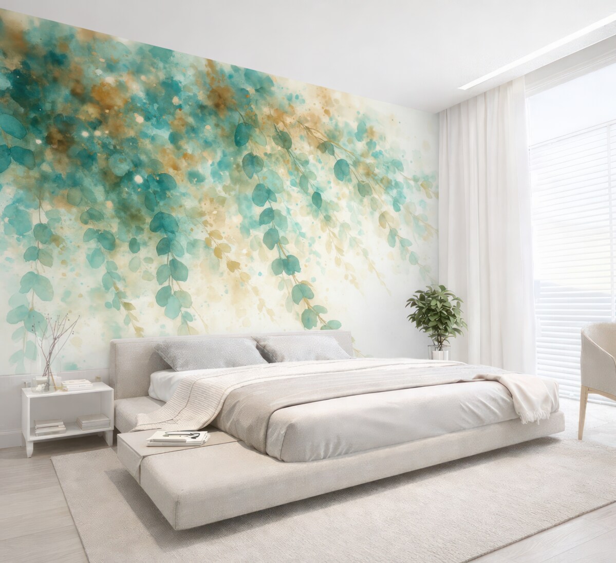 Fototapeta Liście malowane akwarelą.