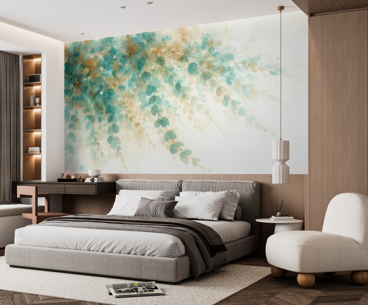 Fototapeta Liście malowane akwarelą.