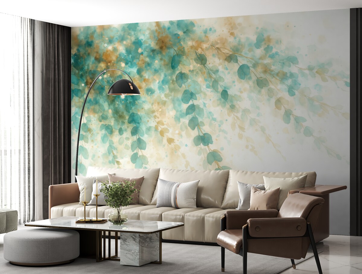 Fototapeta Liście malowane akwarelą.