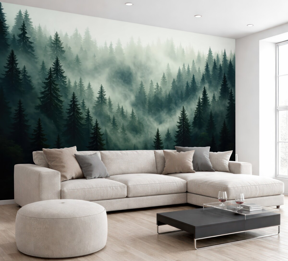 Fototapeta Zamglony poranek, las.