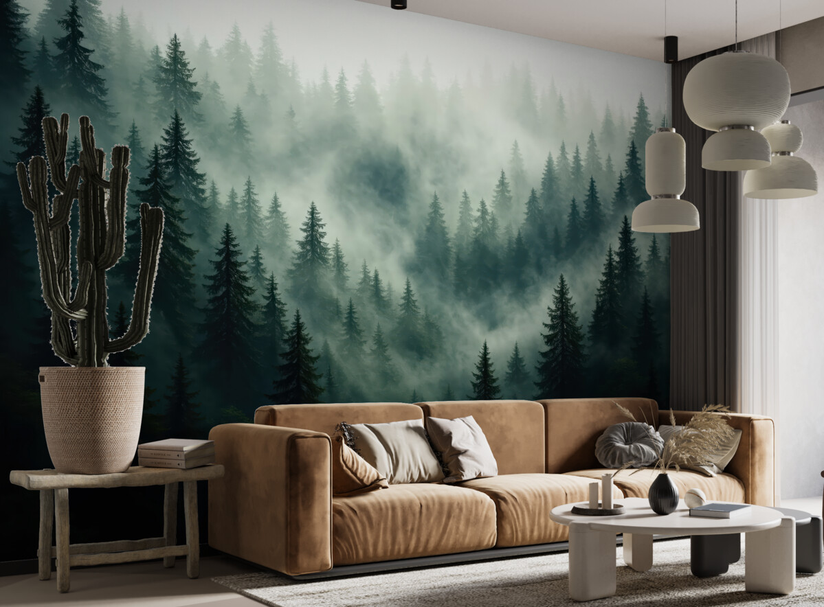 Fototapeta Zamglony poranek, las.