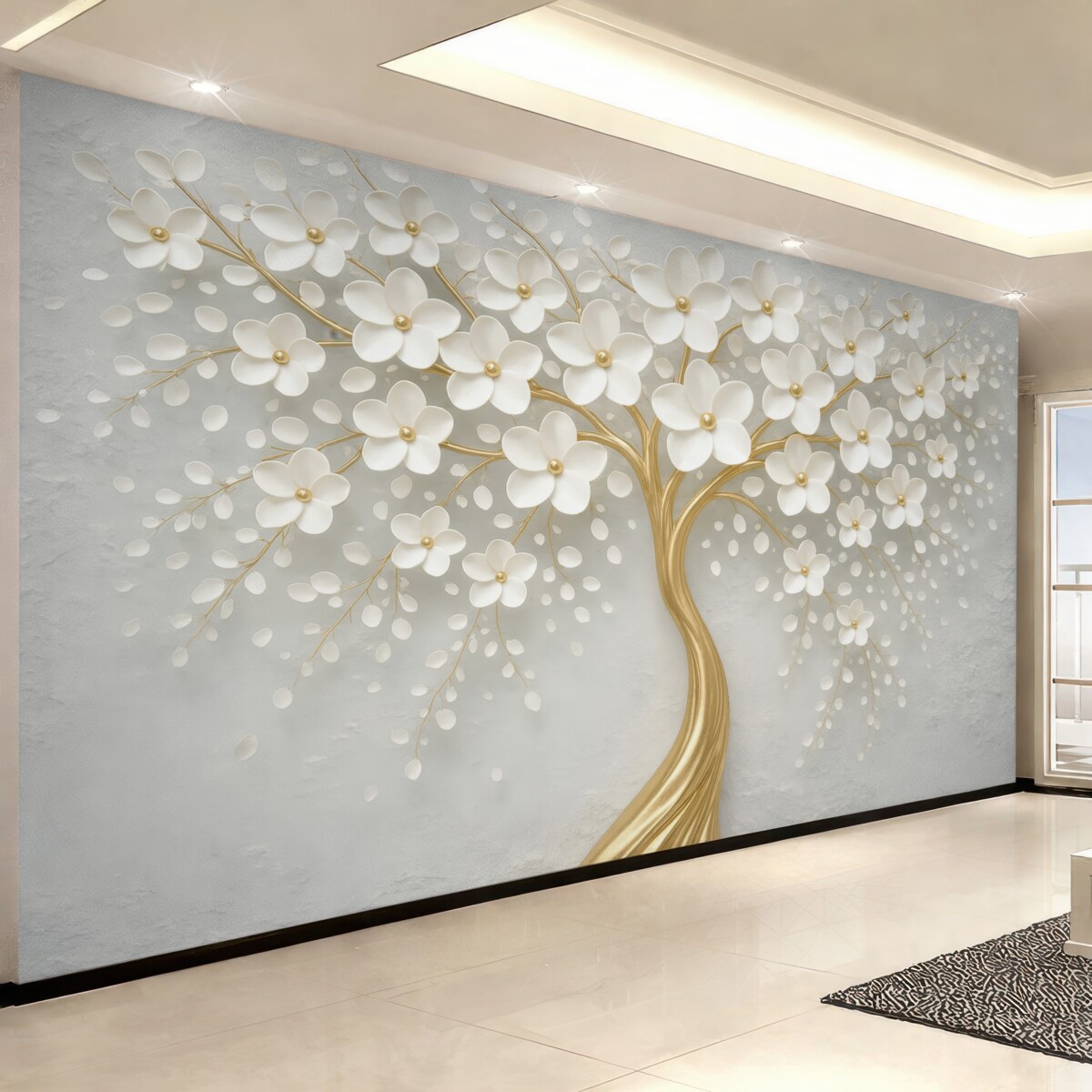 Fototapeta Rozkwitające drzewo z obfitymi kwiatami.