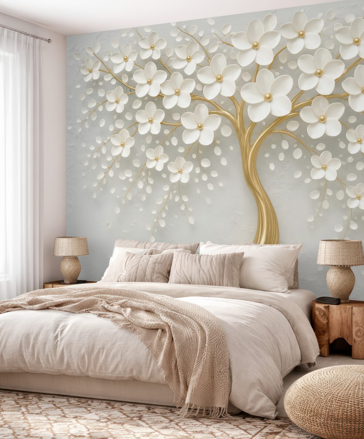 Fototapeta Rozkwitające drzewo z obfitymi kwiatami.