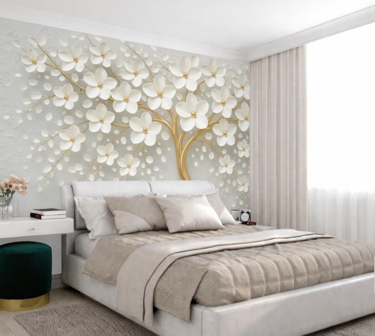 Fototapeta Rozkwitające drzewo z obfitymi kwiatami.