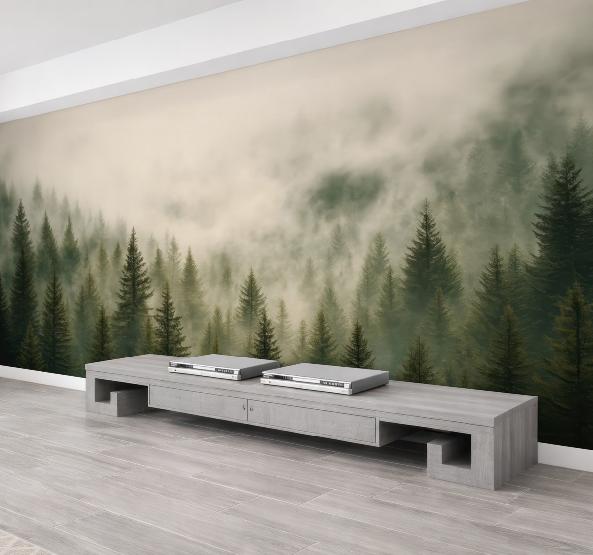 Fototapeta Las w oparach mgły.