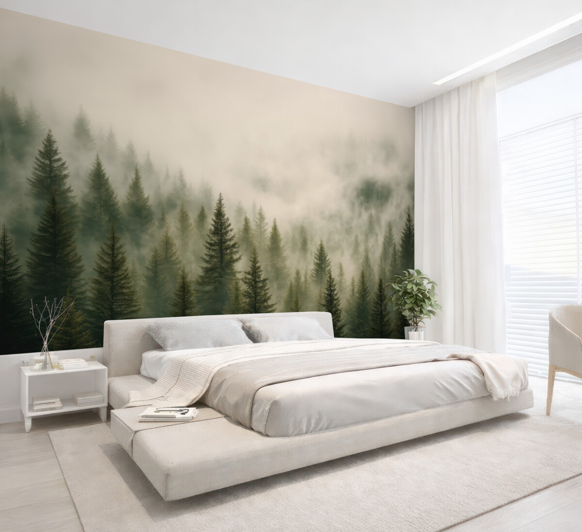 Fototapeta Las w oparach mgły.