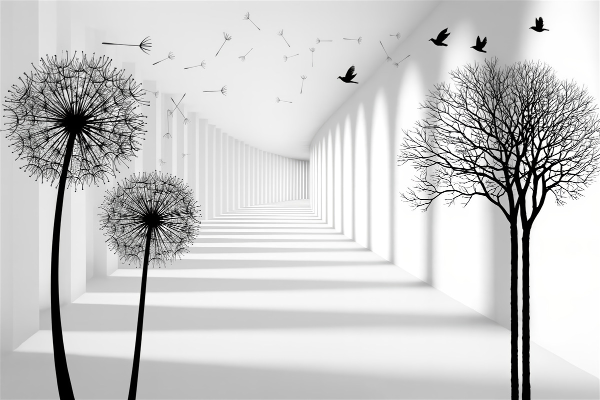 Fototapeta Trójwymiarowy tunel i mlecz.