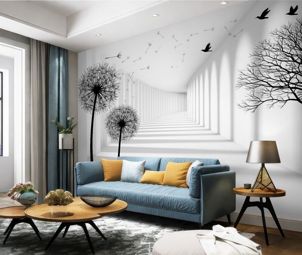 Fototapeta Trójwymiarowy tunel i mlecz.