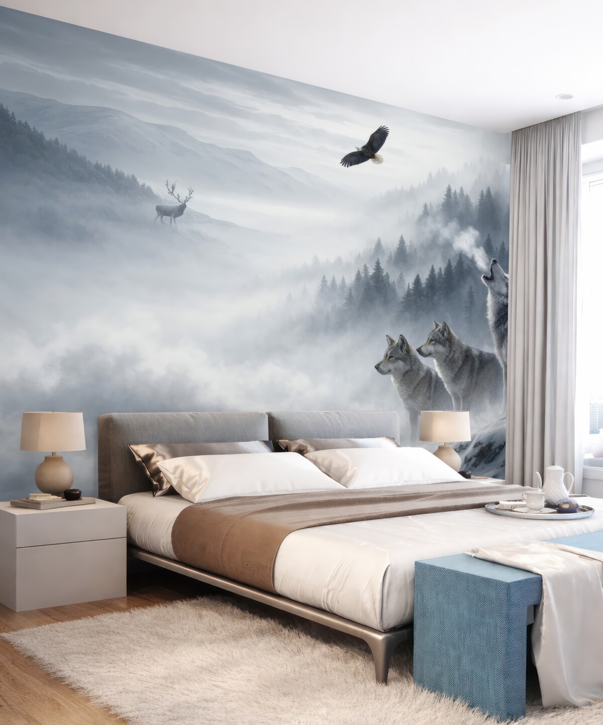 Fototapeta Wilki w borze.