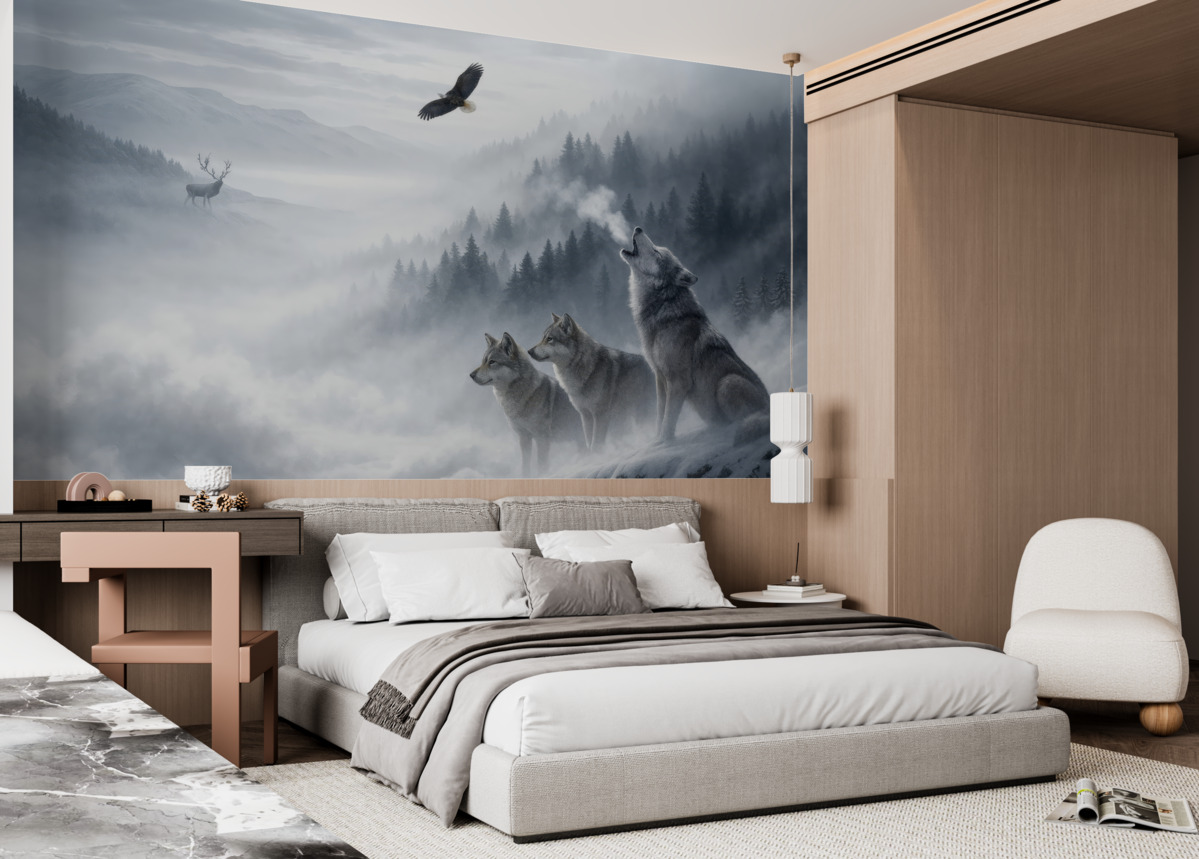 Fototapeta Wilki w borze.