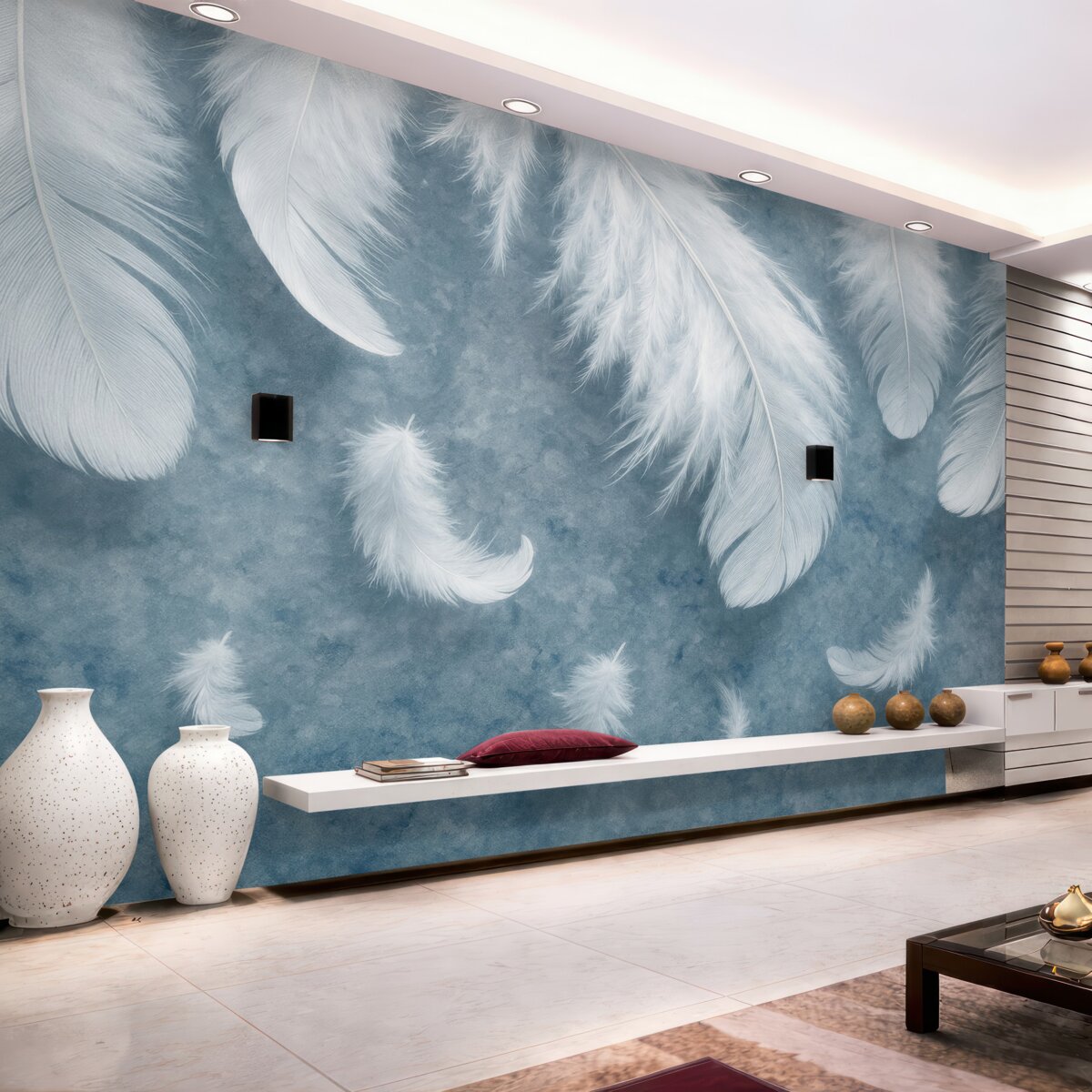 Fototapeta Subtelne pióra na gładkiej nawierzchni.