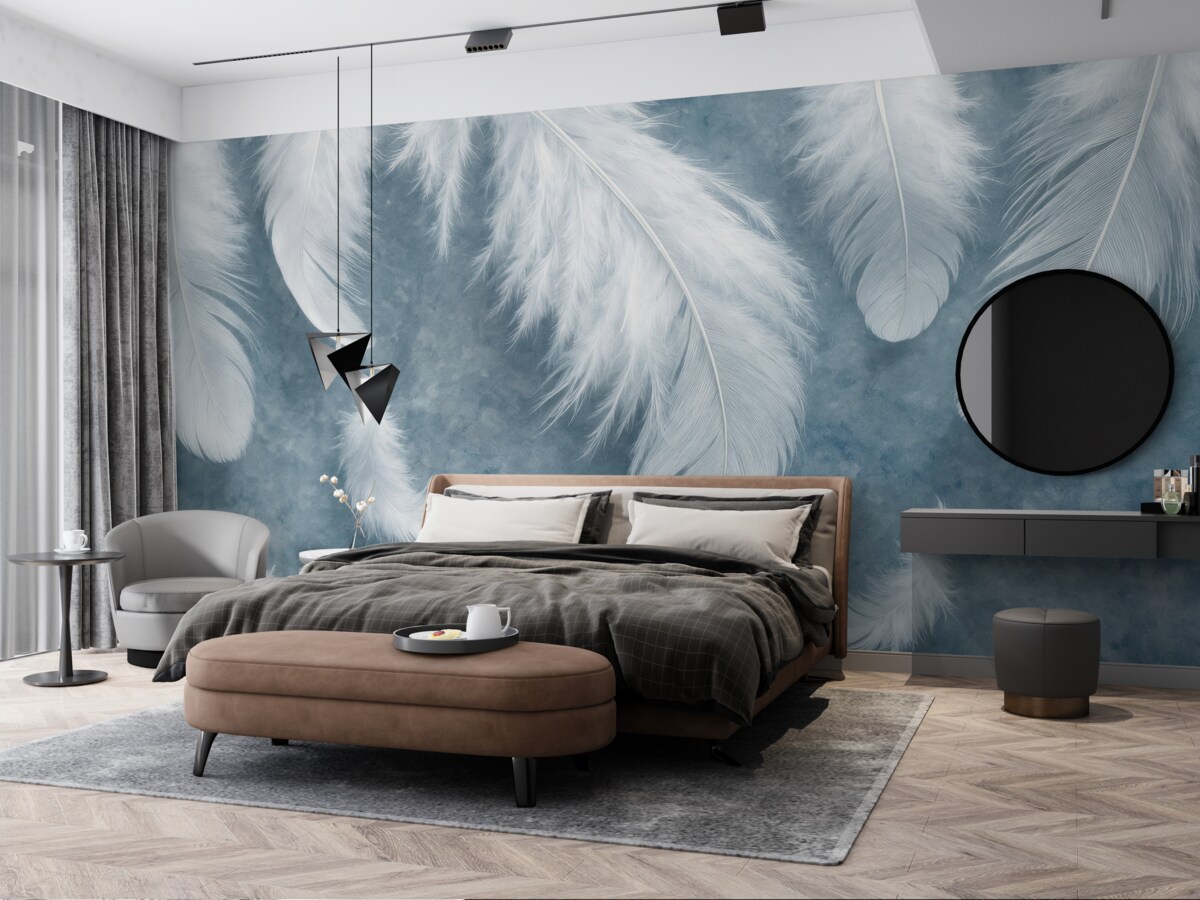 Fototapeta Subtelne pióra na gładkiej nawierzchni.