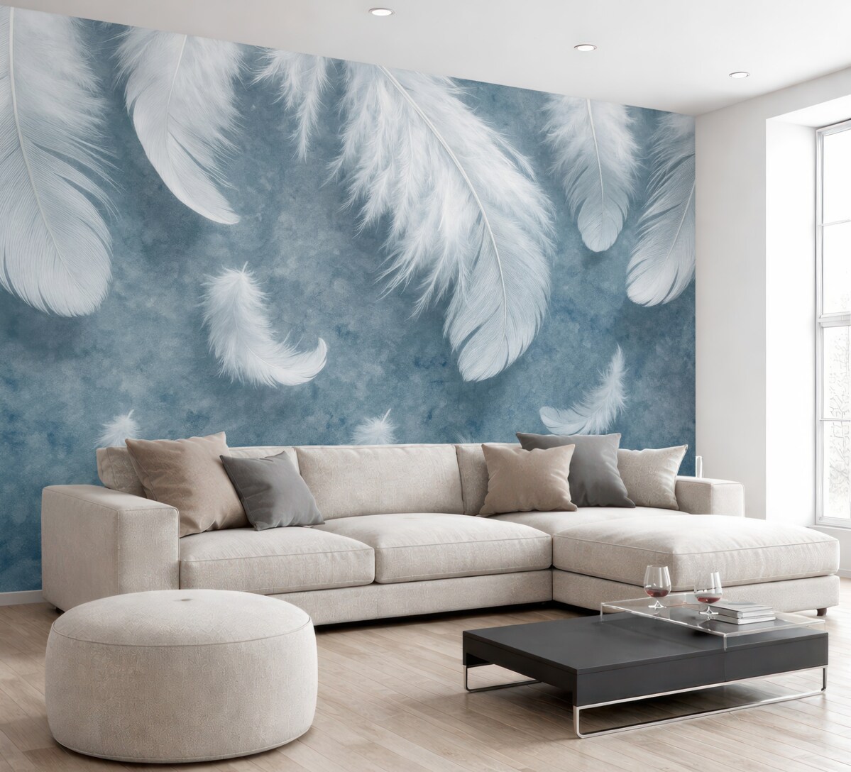 Fototapeta Subtelne pióra na gładkiej nawierzchni.